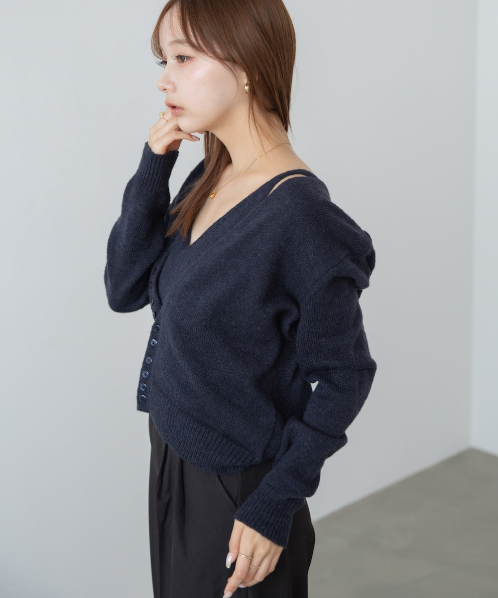 ボタンデザインキャミＳＥＴニット