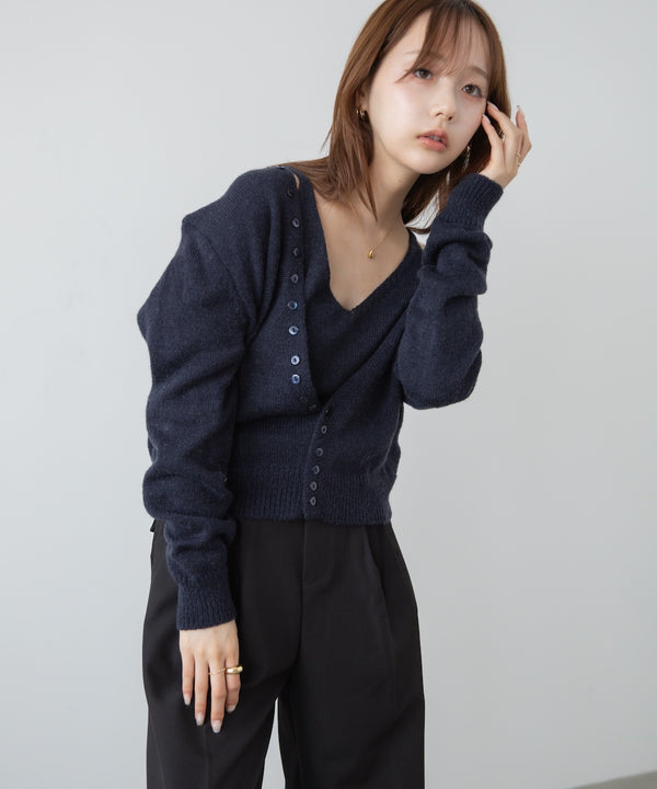 ボタンデザインキャミＳＥＴニット