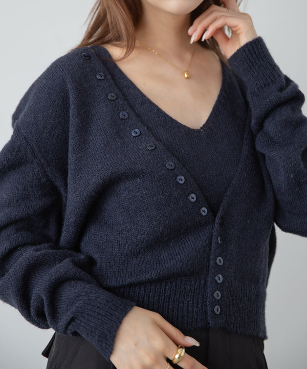 ボタンデザインキャミＳＥＴニット