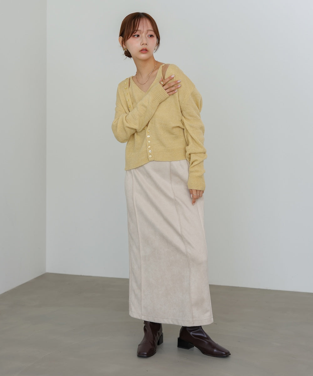 ボタンデザインキャミＳＥＴニット