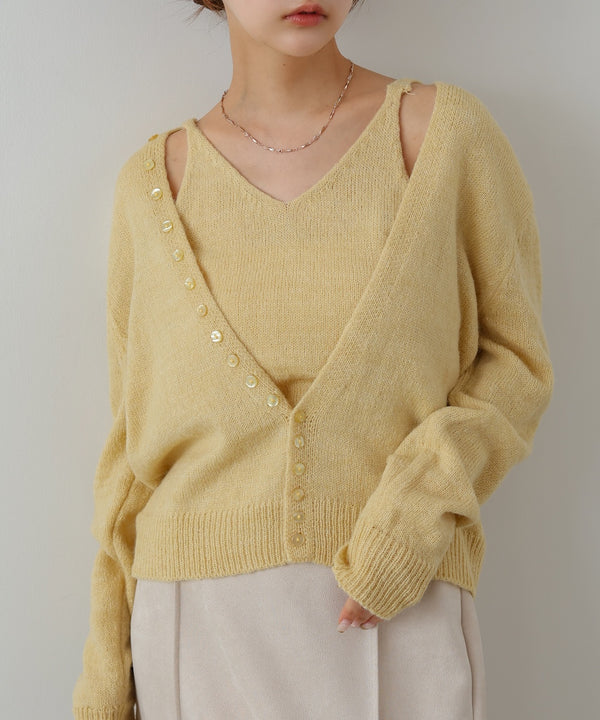 ボタンデザインキャミＳＥＴニット