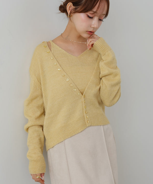 ボタンデザインキャミＳＥＴニット