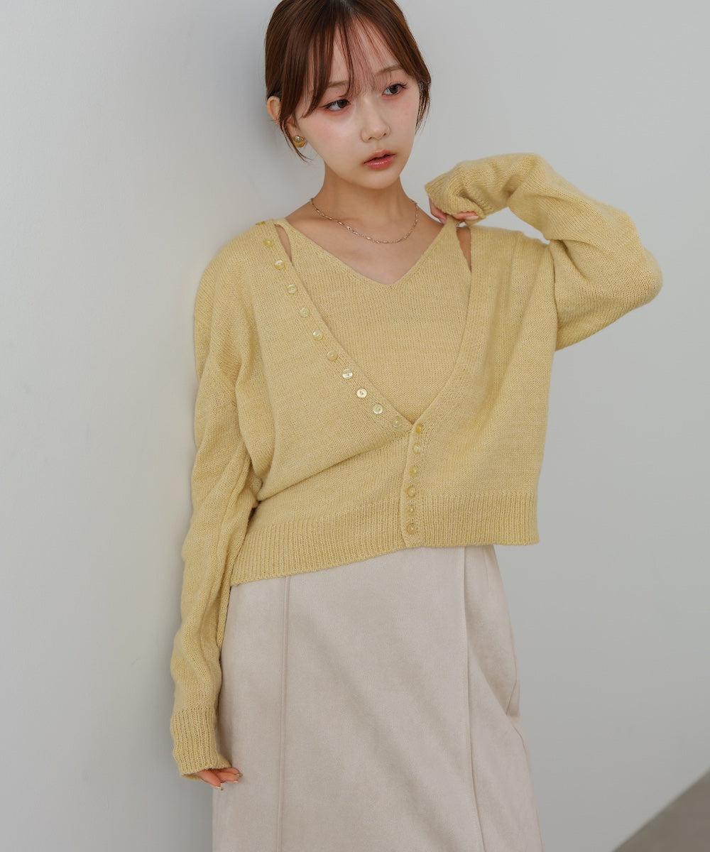 ボタンデザインキャミＳＥＴニット