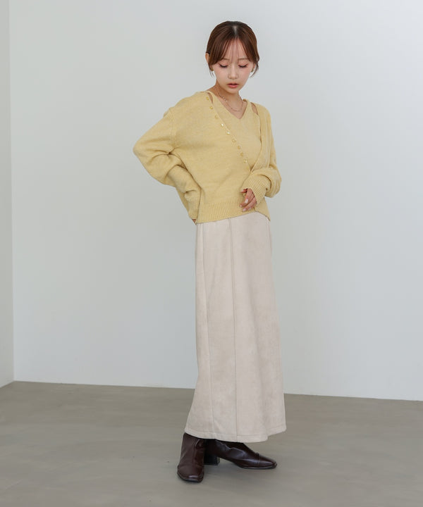 ボタンデザインキャミＳＥＴニット