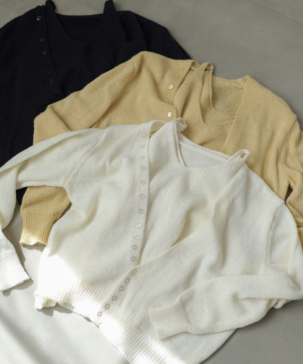 ボタンデザインキャミＳＥＴニット