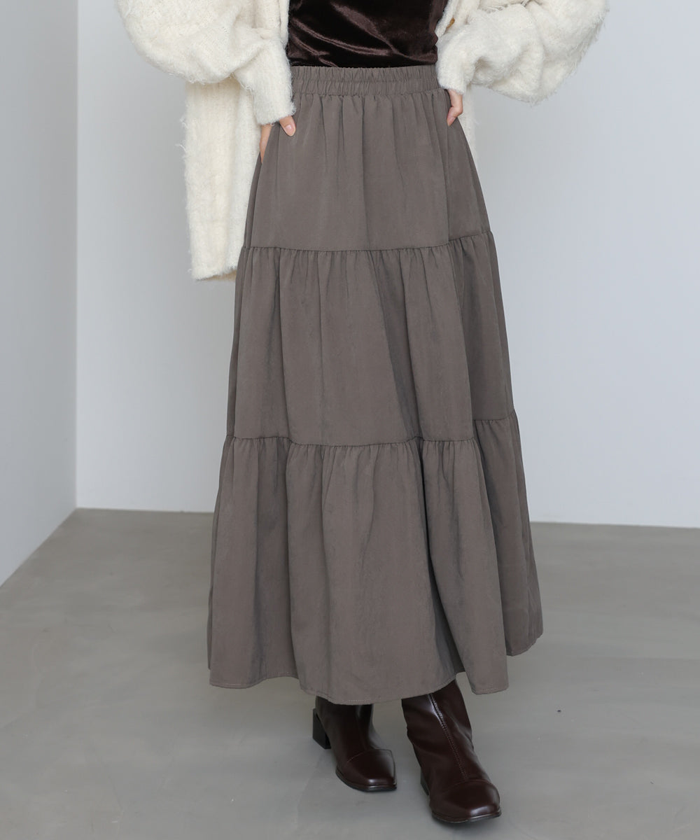 ピーチスキンティアードスカート