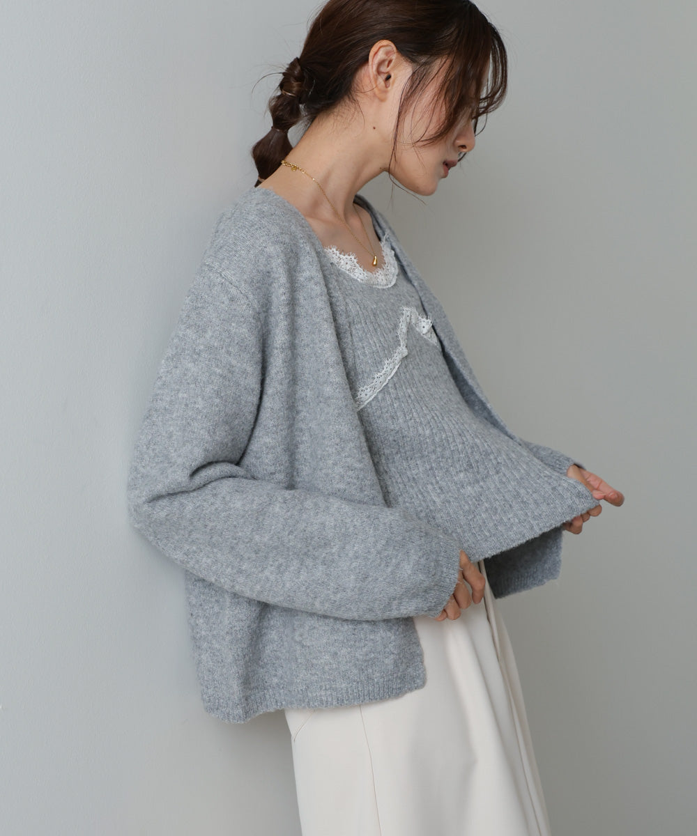 ニットレースキャミ＋ニットカーディガン