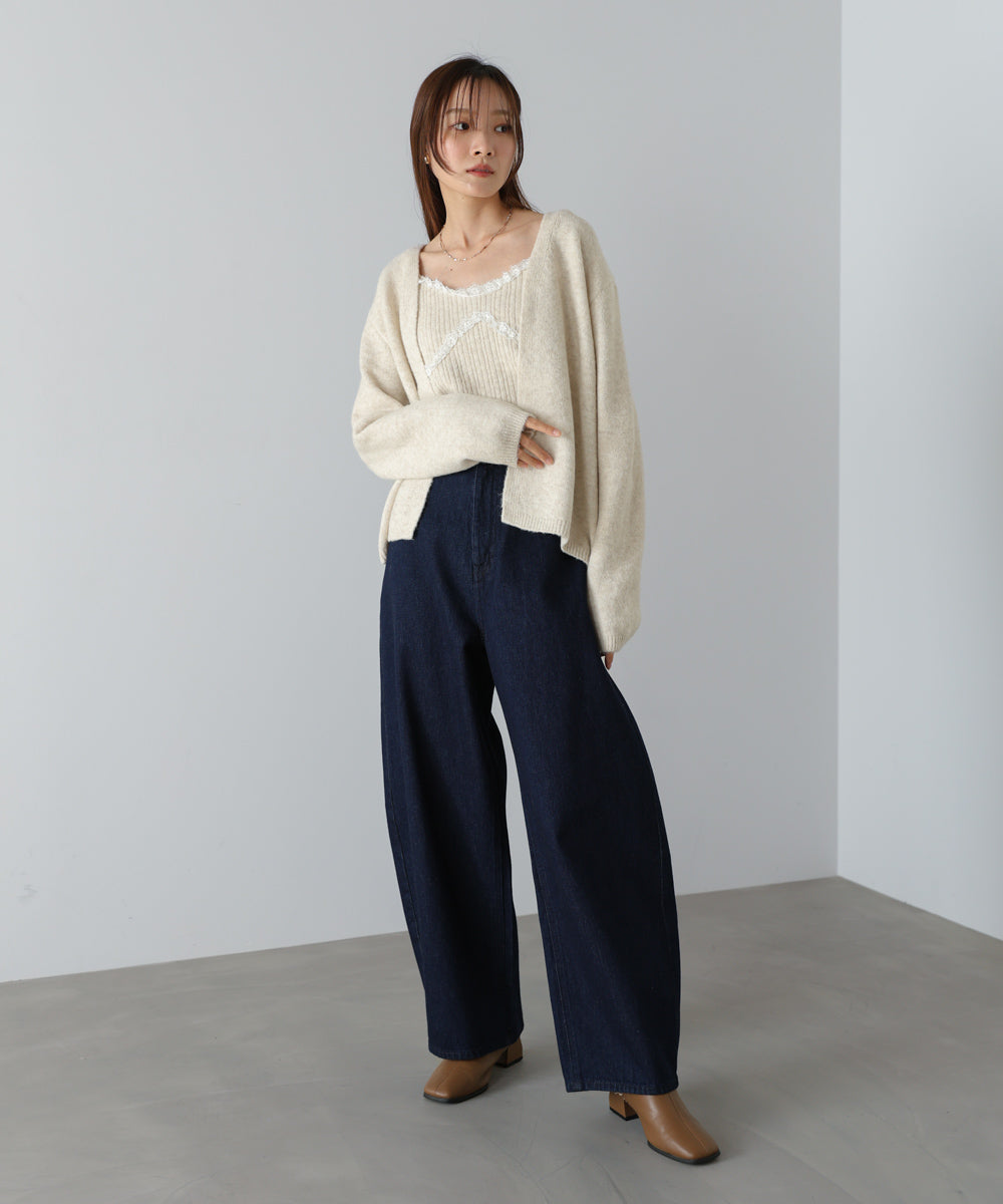 ニットレースキャミ＋ニットカーディガン