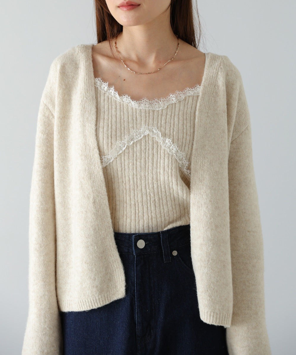 ニットレースキャミ＋ニットカーディガン