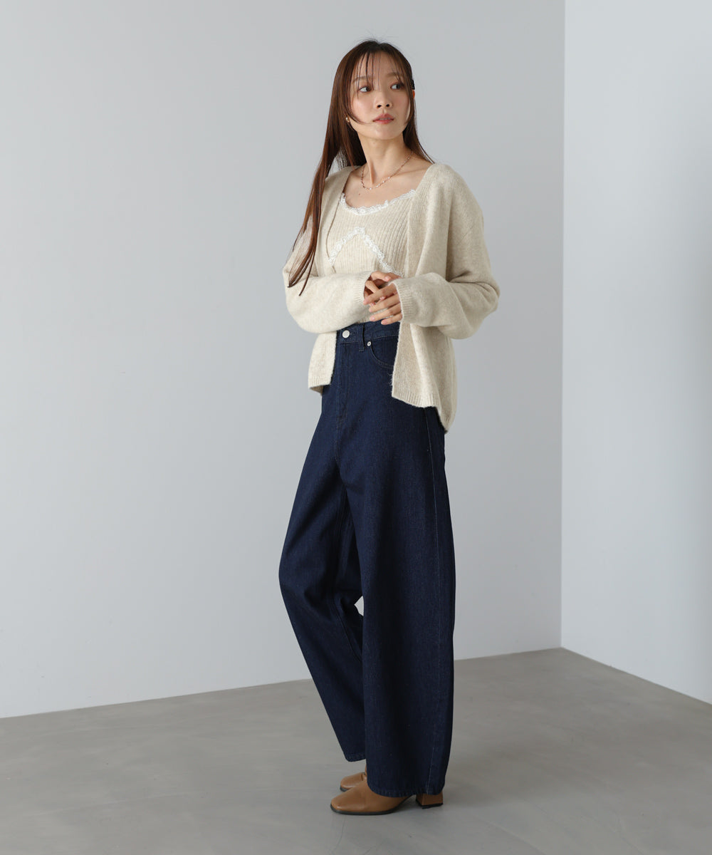 ニットレースキャミ＋ニットカーディガン