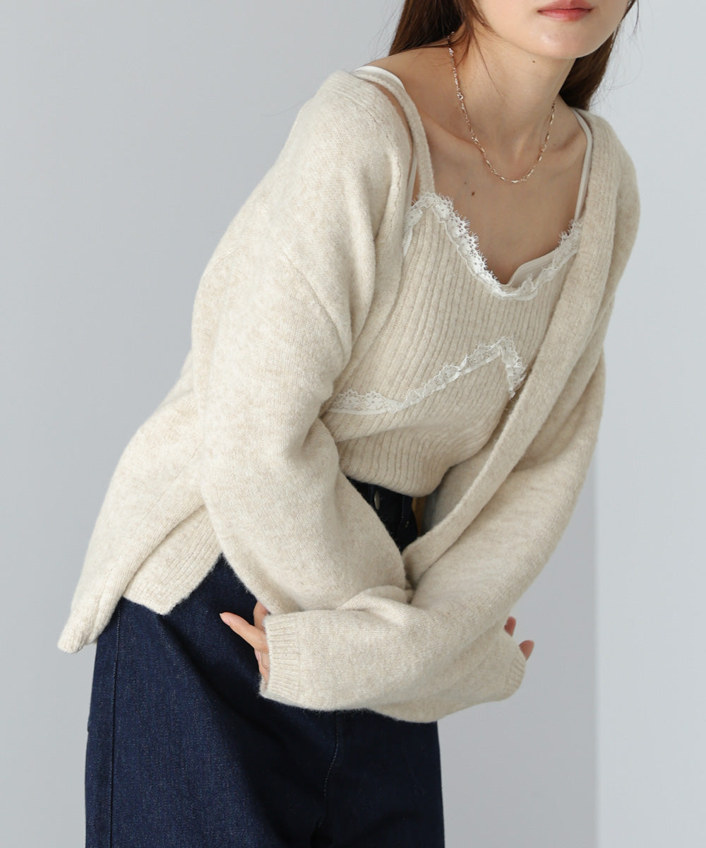 ニットレースキャミ＋ニットカーディガン