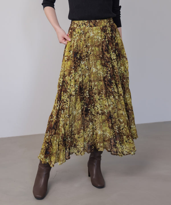 オータムカラー柄プリーツスカート