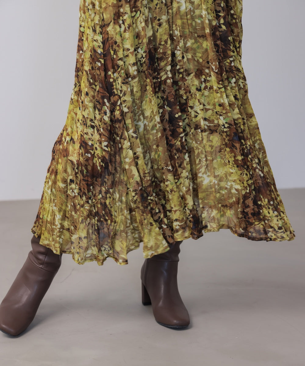 オータムカラー柄プリーツスカート