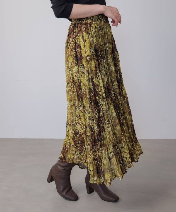 オータムカラー柄プリーツスカート