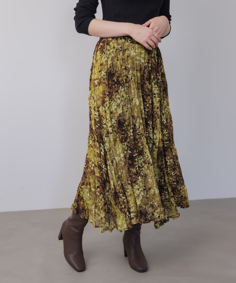 オータムカラー柄プリーツスカート