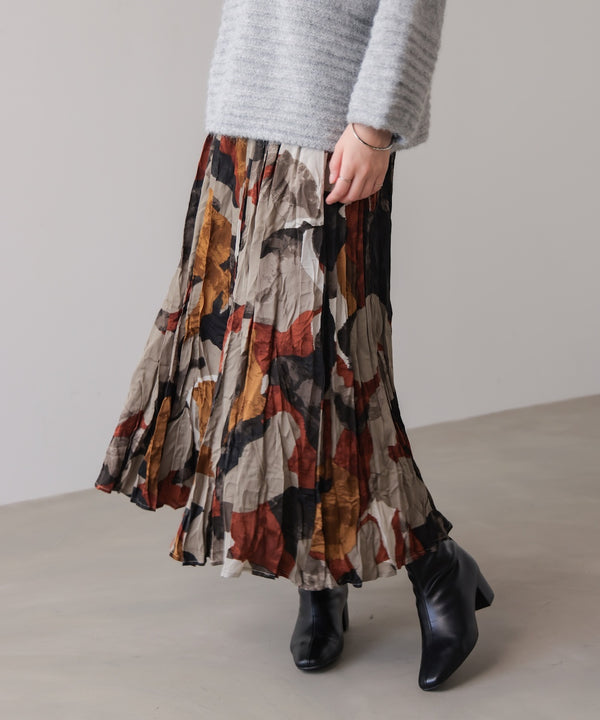 オータムカラー柄プリーツスカート