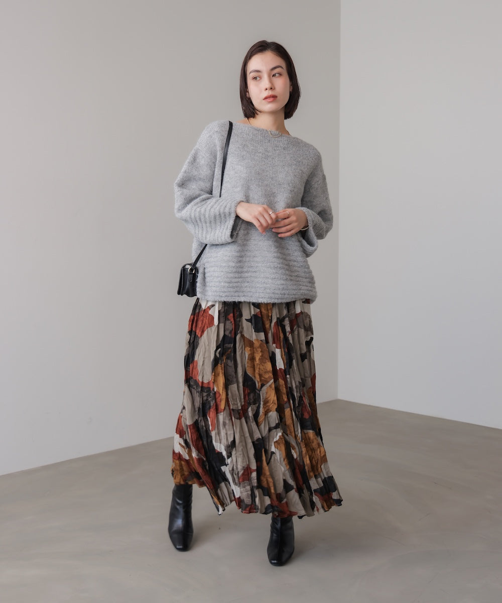 オータムカラー柄プリーツスカート