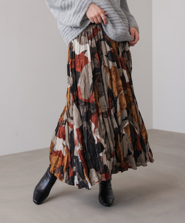 オータムカラー柄プリーツスカート