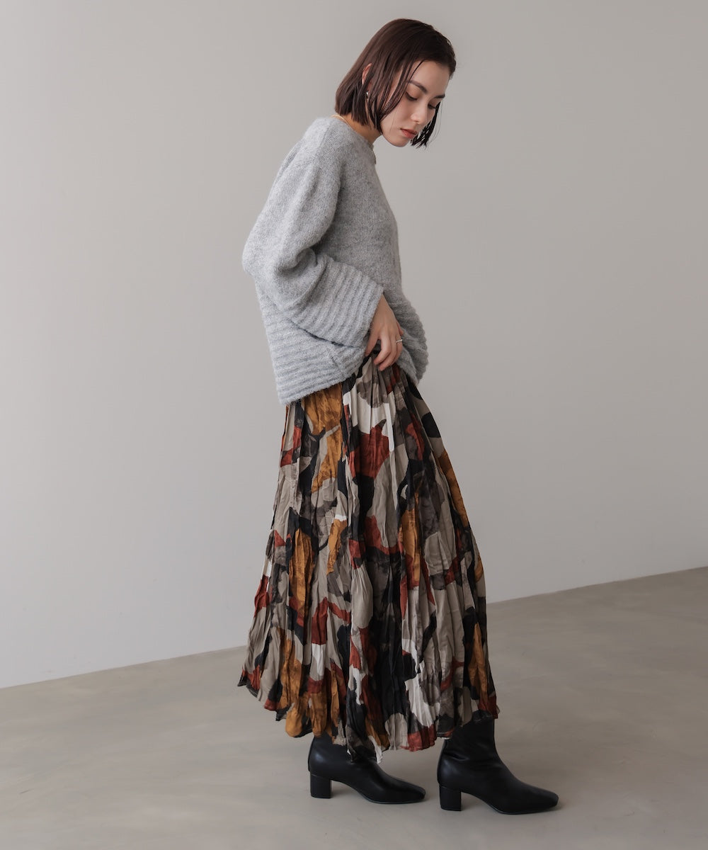オータムカラー柄プリーツスカート