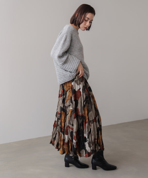 オータムカラー柄プリーツスカート