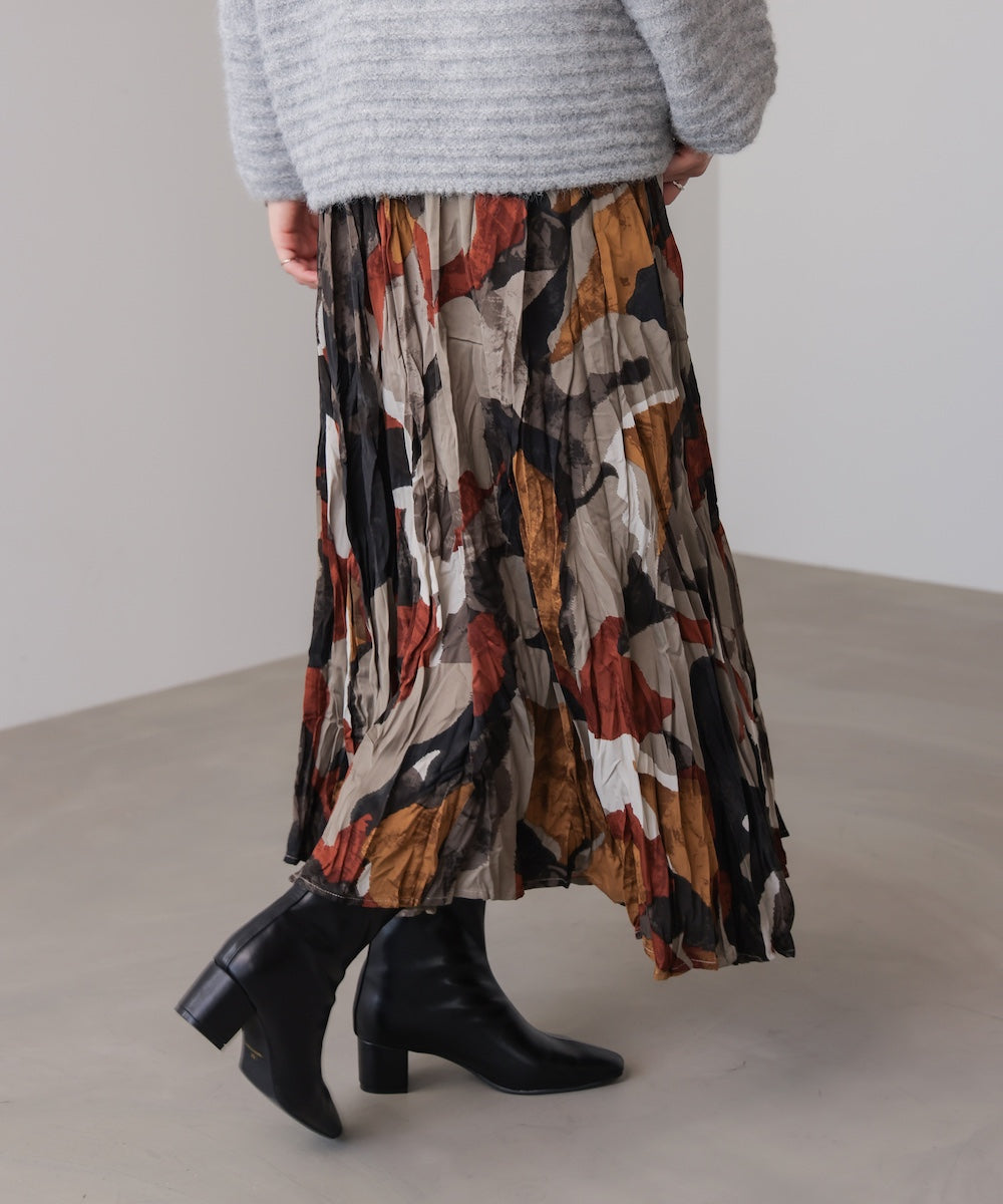 オータムカラー柄プリーツスカート