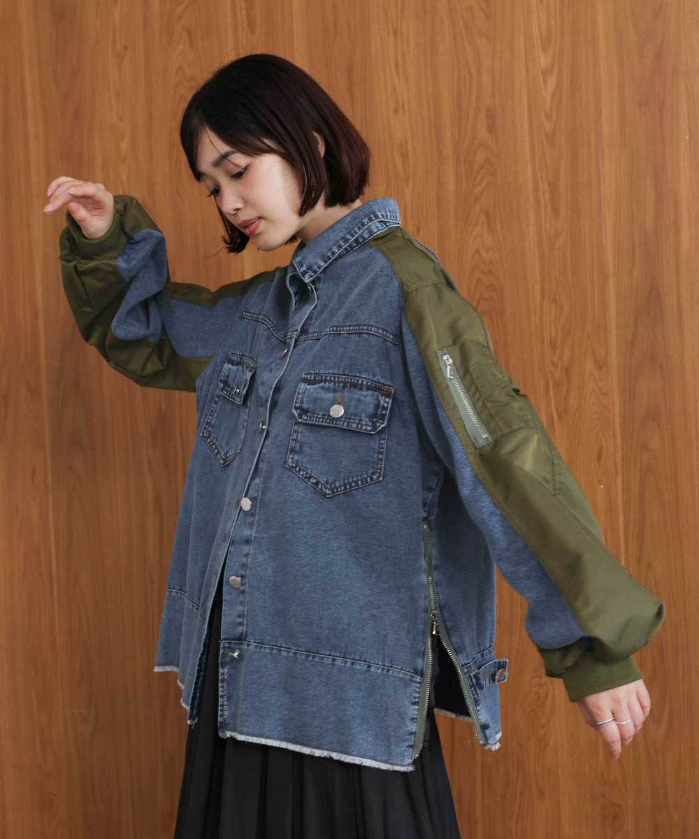 デニムコンビジャケット［10/9発送予定］