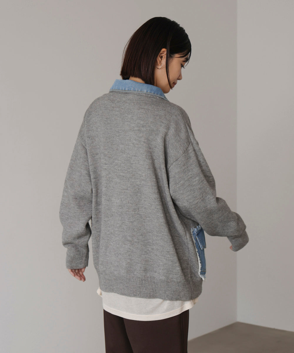 ニットコンビデニムジャケット