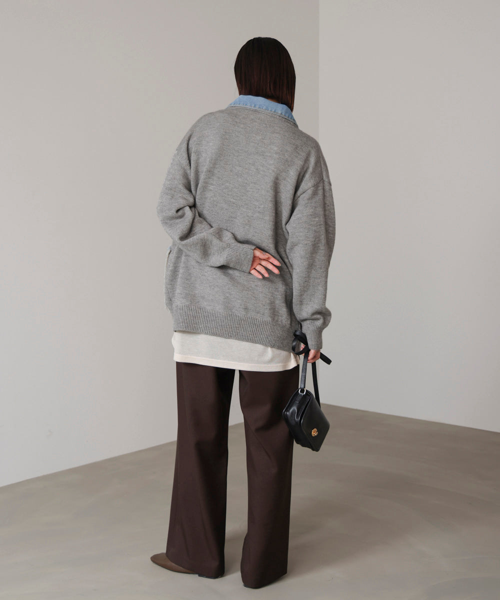 ニットコンビデニムジャケット［11/12発送予定］