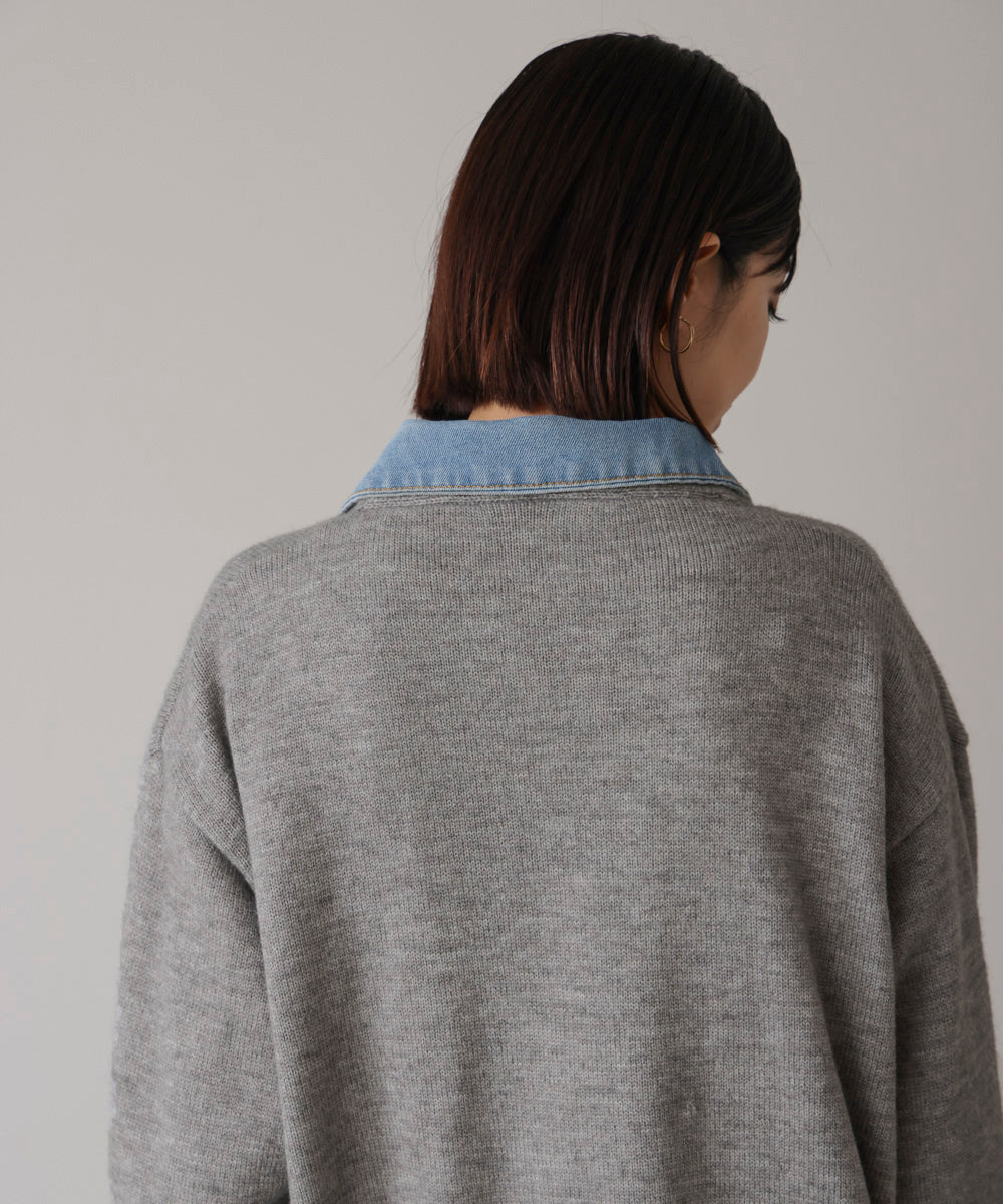 新品ダイアグラム　ニットコンビデニムジャケット ニットコンビデニムジャケット