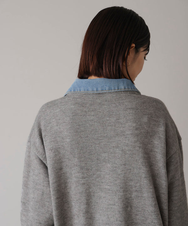 ニットコンビデニムジャケット［11/12発送予定］