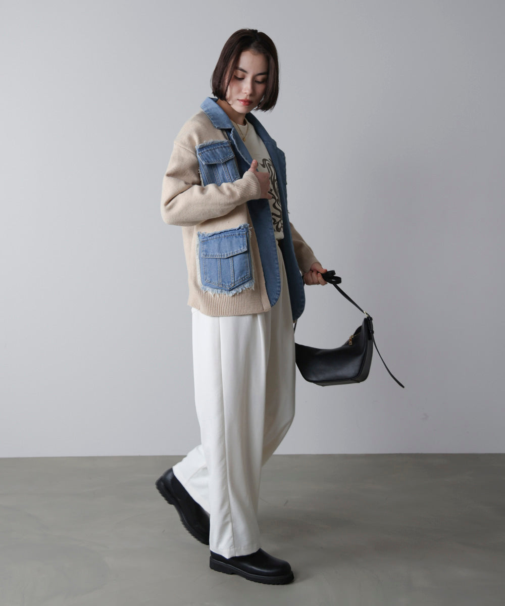 新品ダイアグラム　ニットコンビデニムジャケット ニットコンビデニムジャケット