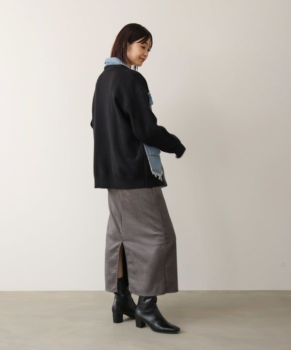 ニットコンビデニムジャケット［11/12発送予定］