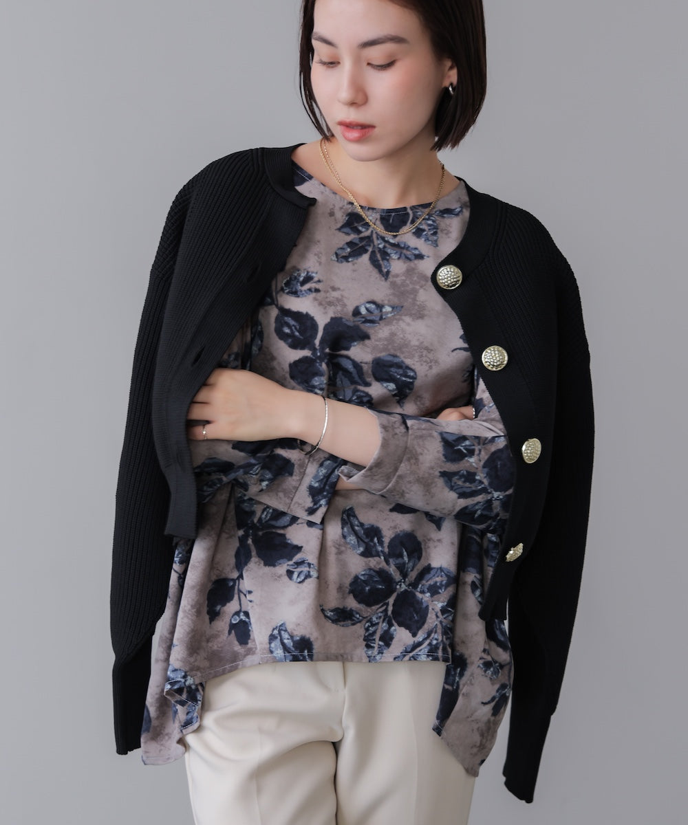 花柄ワイドブラウス