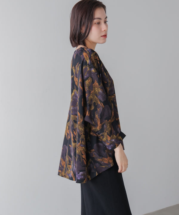 花柄ワイドブラウス