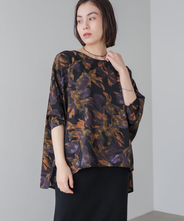 花柄ワイドブラウス