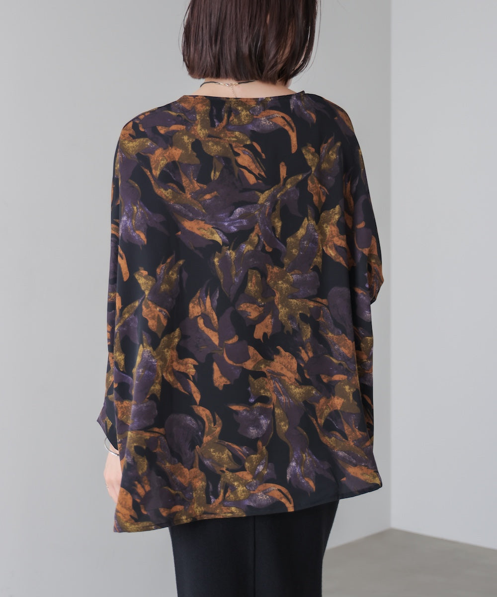 花柄ワイドブラウス