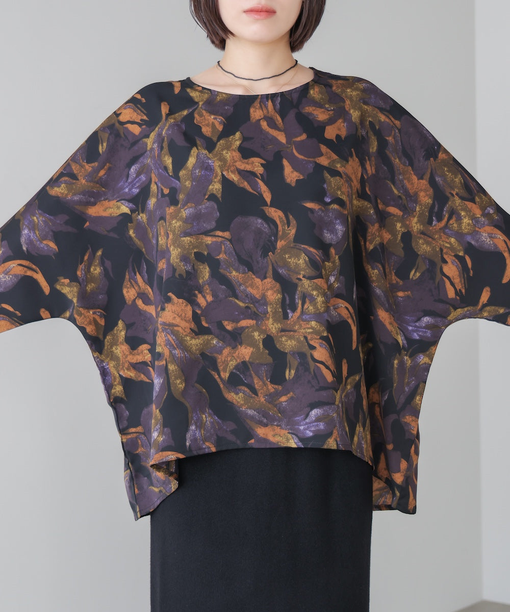 花柄ワイドブラウス