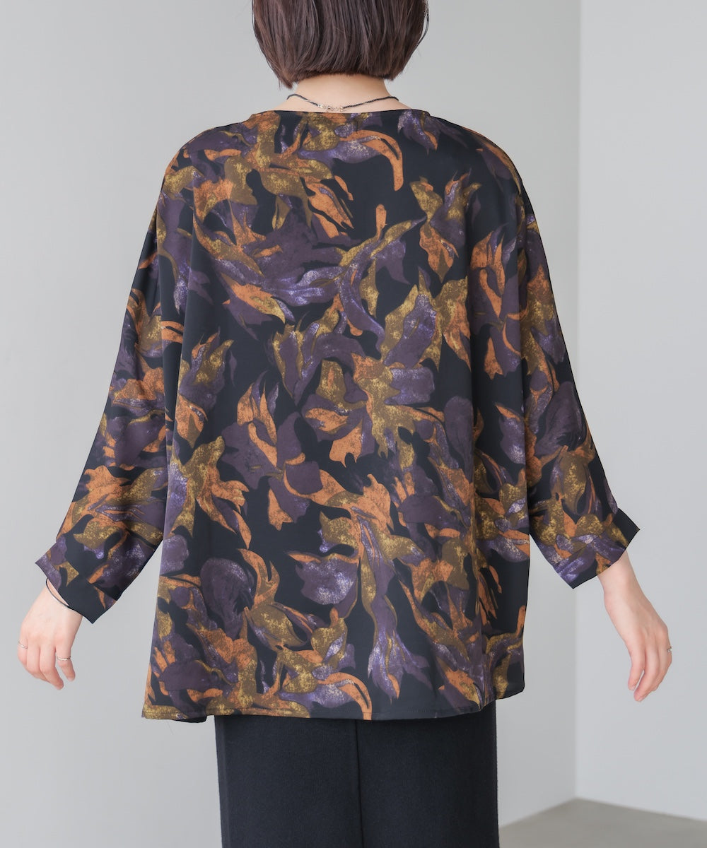 花柄ワイドブラウス