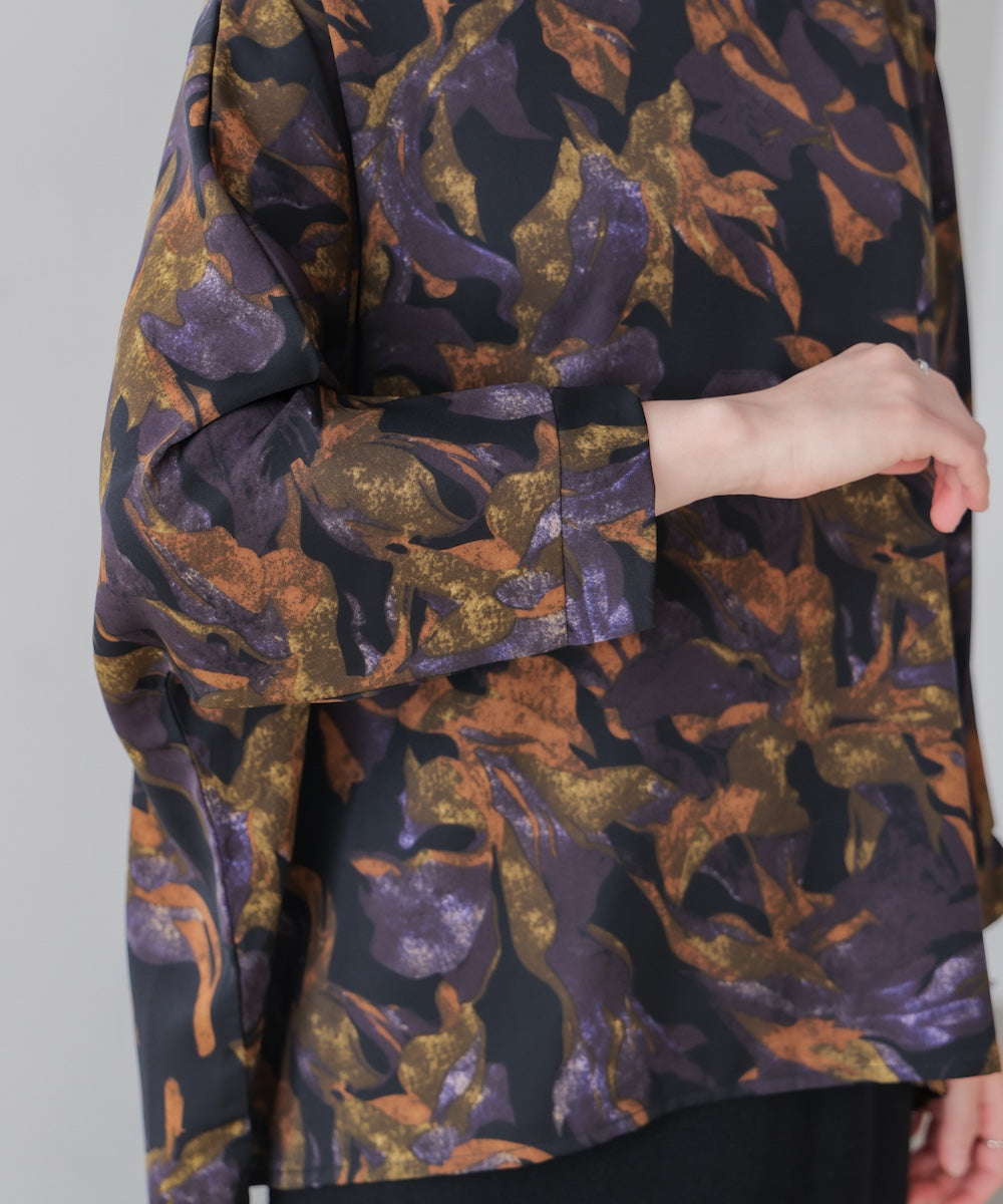 花柄ワイドブラウス