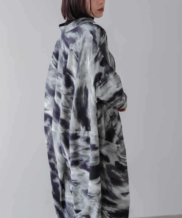 まだら柄ドレープワンピース