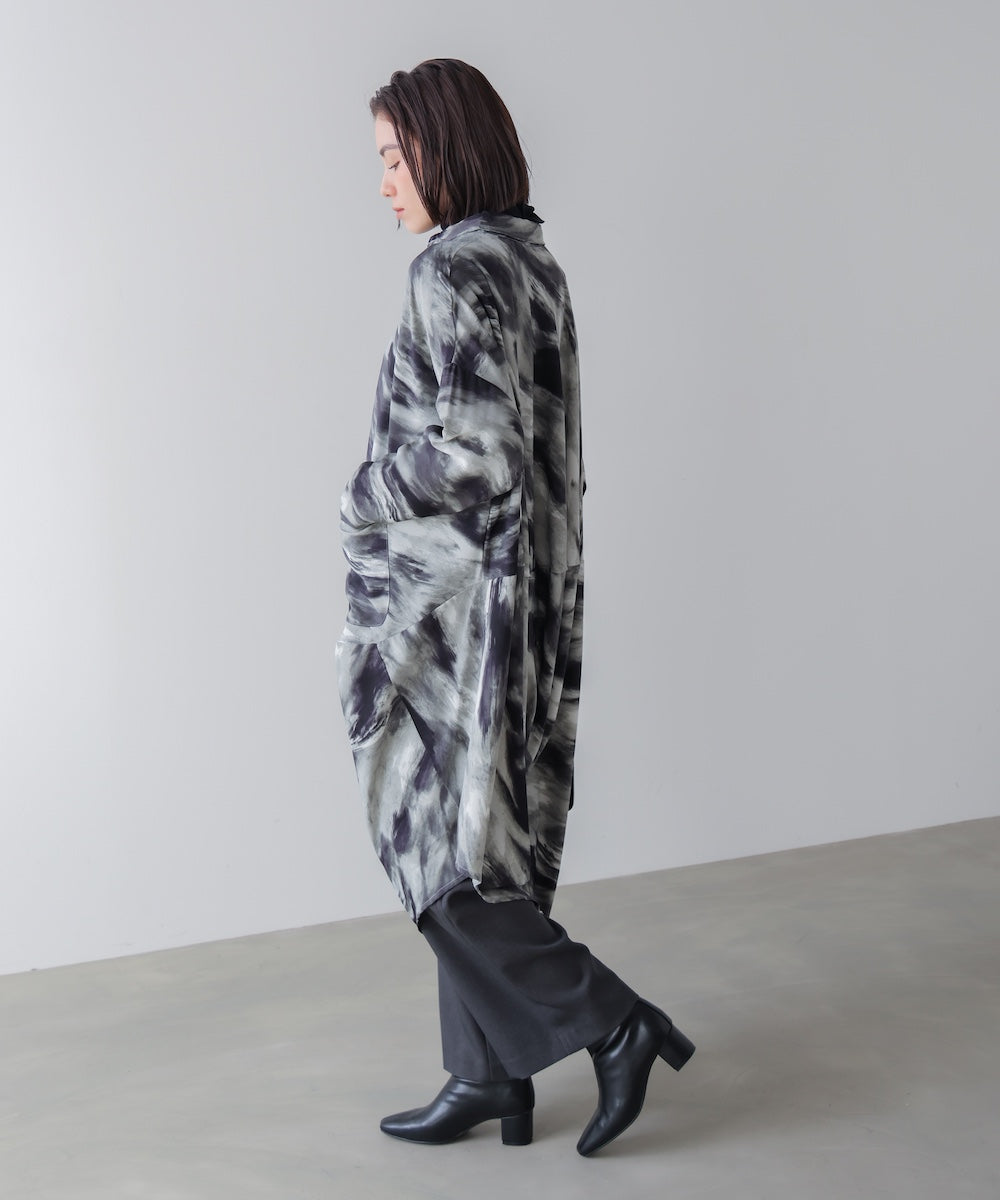 まだら柄ドレープワンピース