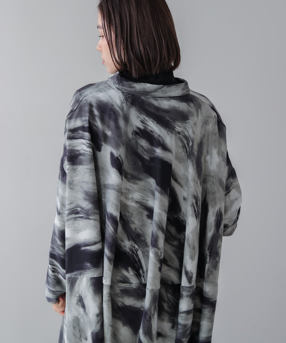 まだら柄ドレープワンピース