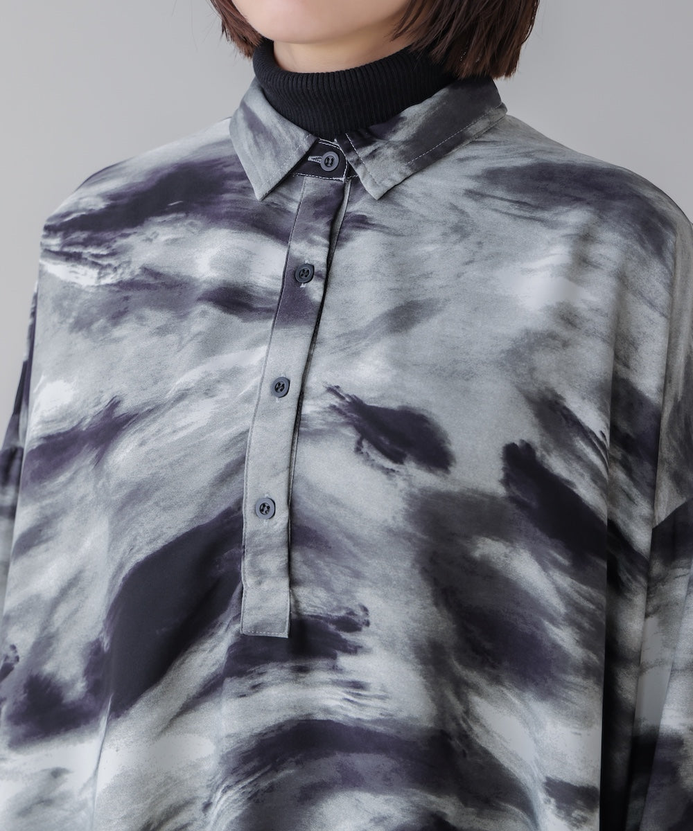 まだら柄ドレープワンピース