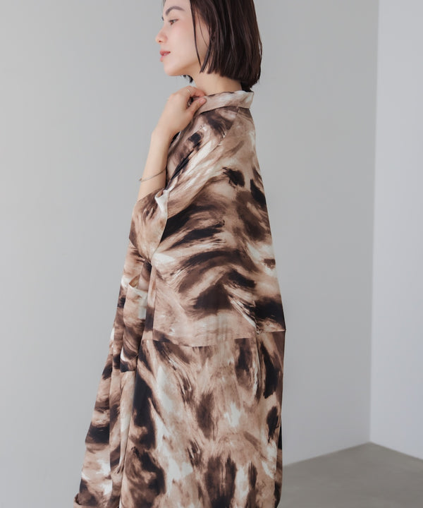 まだら柄ドレープワンピース