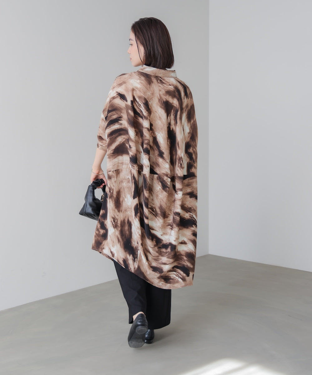 まだら柄ドレープワンピース