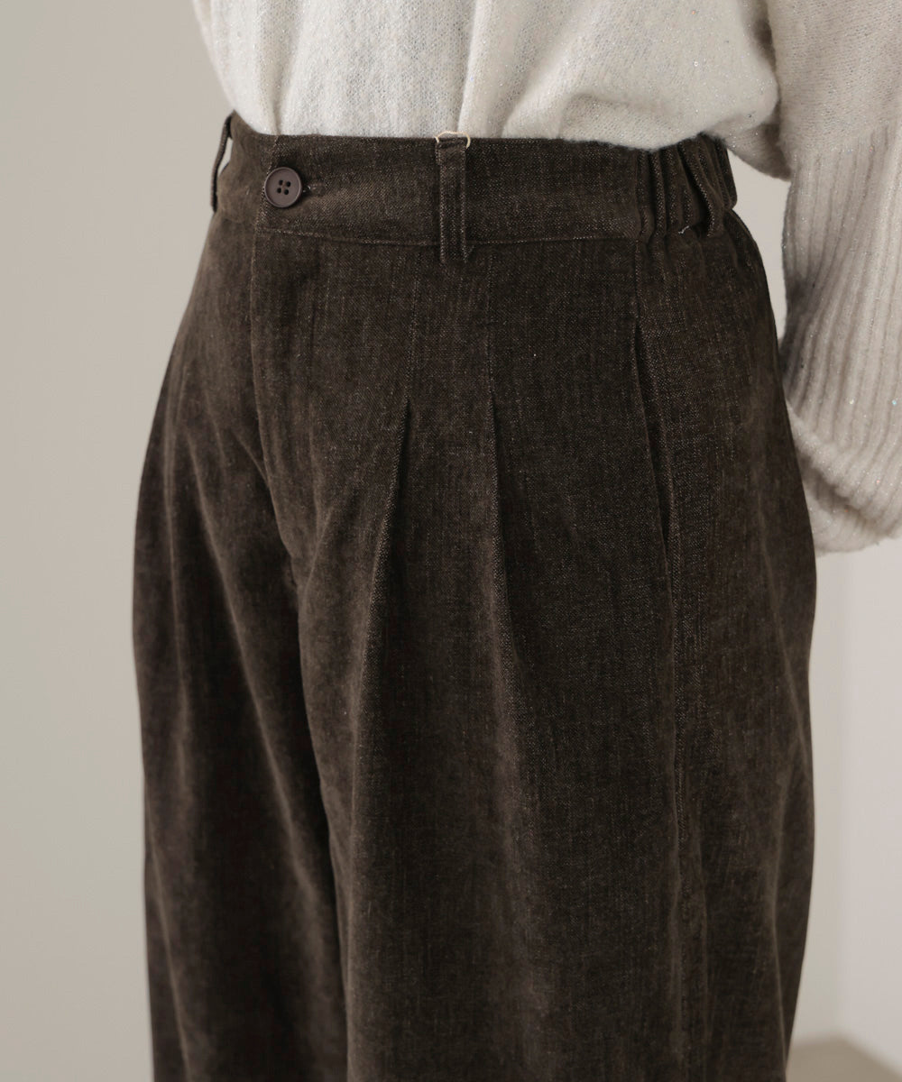 ストレッチベロアライクタックパンツ