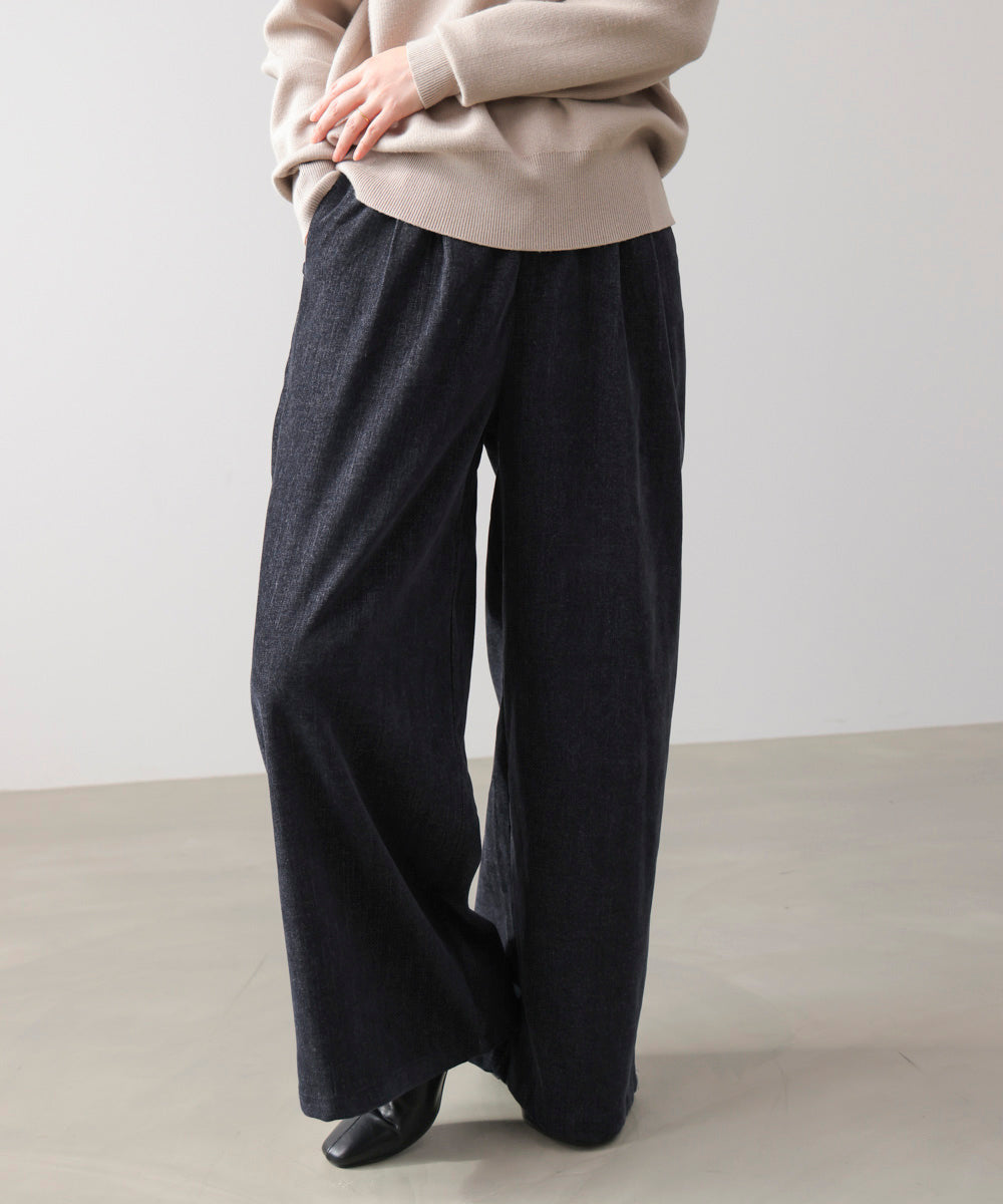 ストレッチベロアライクタックパンツ