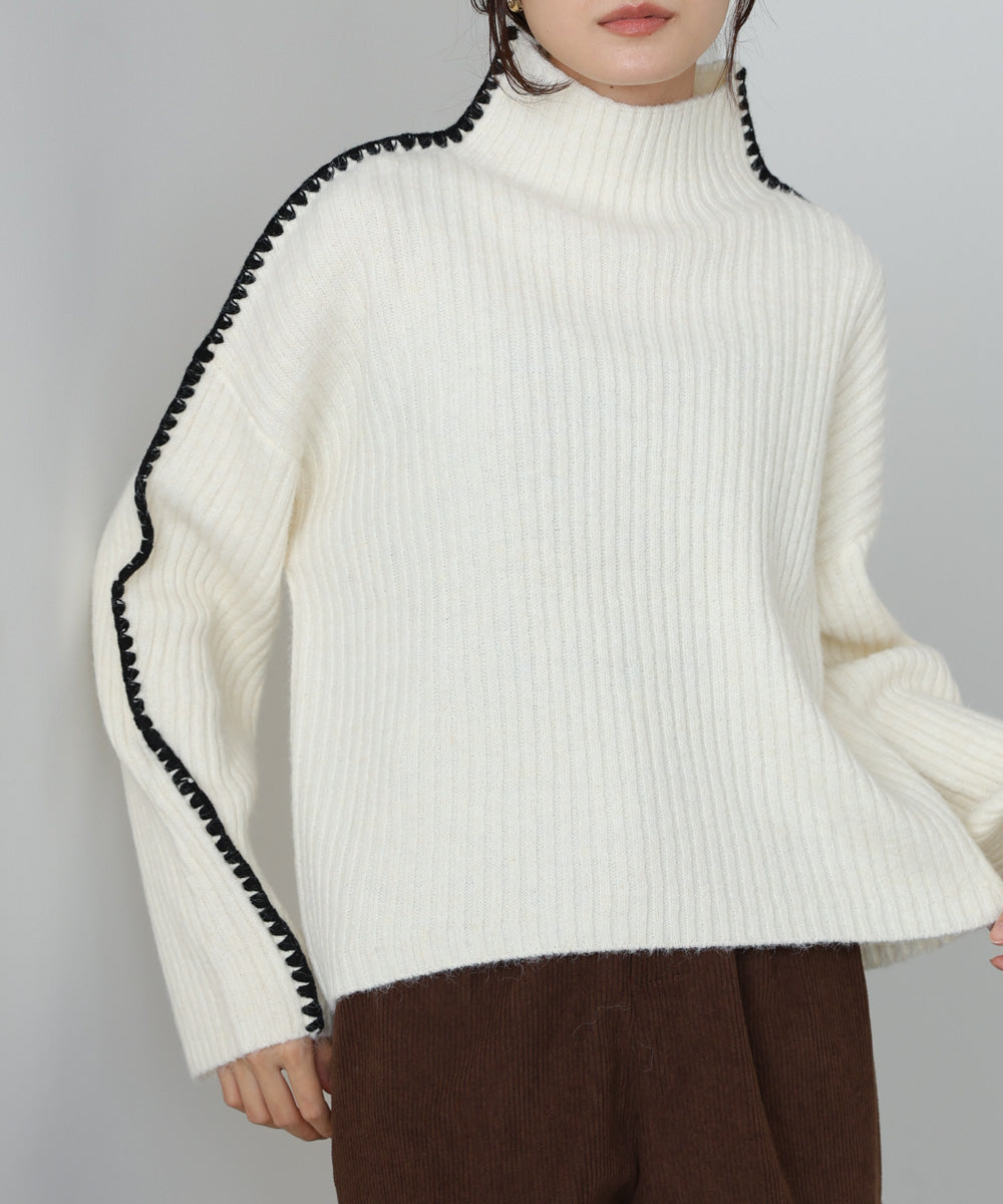 ライン配色ニットトップス