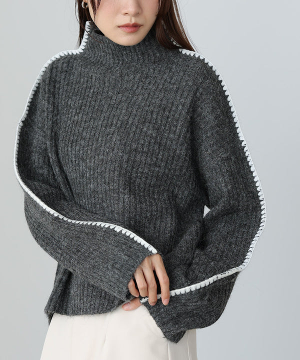 ライン配色ニットトップス