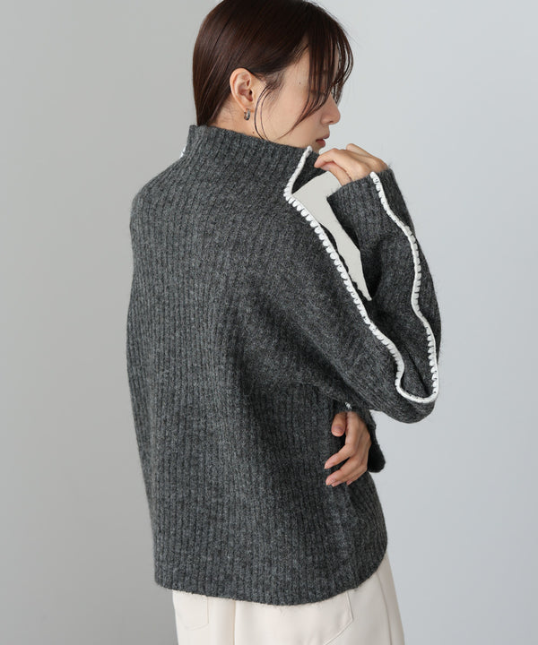 ライン配色ニットトップス